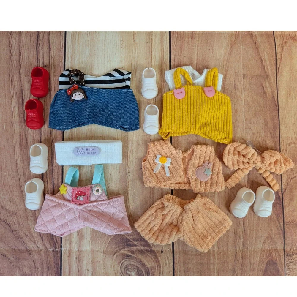4 Clothes Outfits Shoes Fits Labubu Doll - Clothing For 17cm Plush Dolls #1